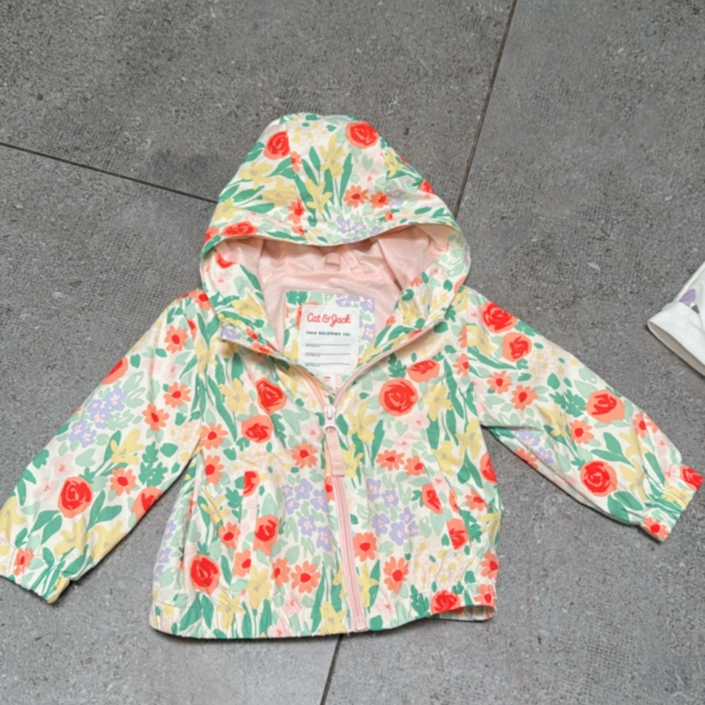 Cat & Jack Red and Green Raincoat with Hood